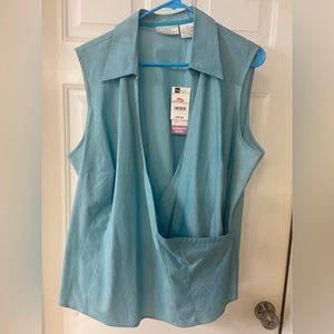 NWT Worthington Women’s Stretch Sleeveless Blouse - light blue - Size 2X